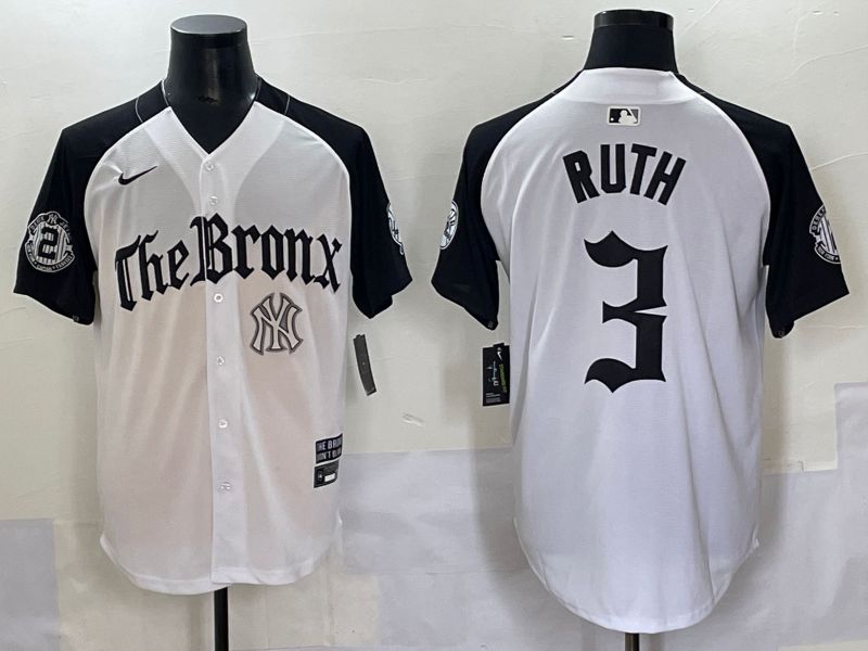 Men 2025 New York Yankees #3 Ruth White black Five generations Joint Name Nike MLB Jersey style 60